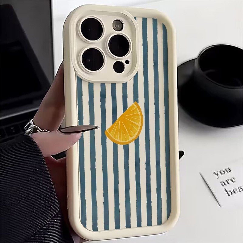 Xiaomi Redmi Note 14 - Striped Lemon Slice Pattern Phone Case