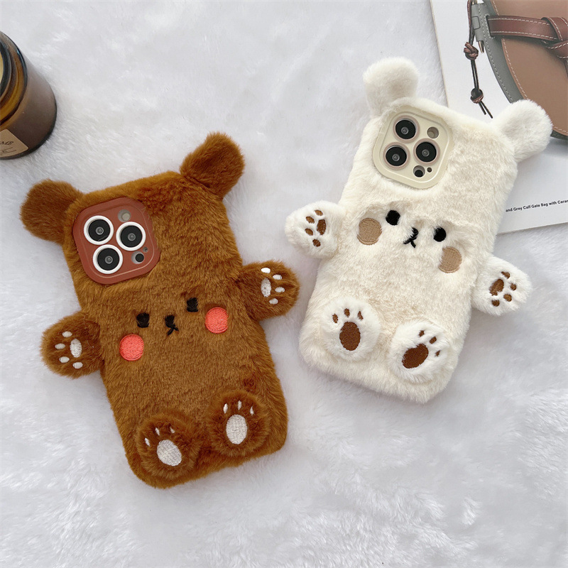 Korean 3D Cartoon Bear Fluffy  - đánh giá và giá Apple Iphone 15