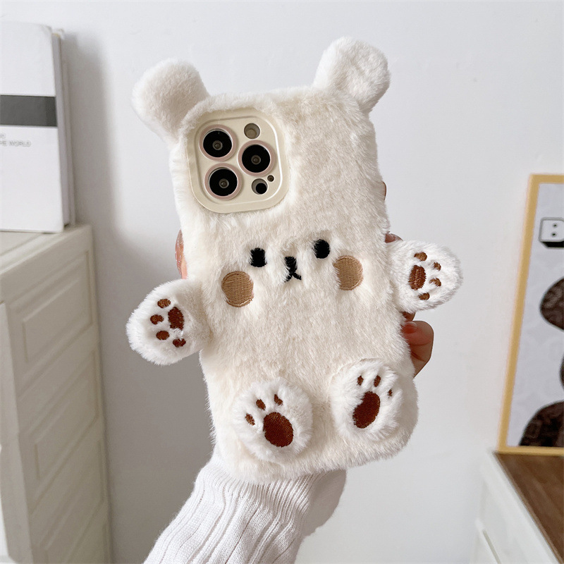 Korean 3D Cartoon Bear Fluffy  - đánh giá và giá Apple Iphone 15