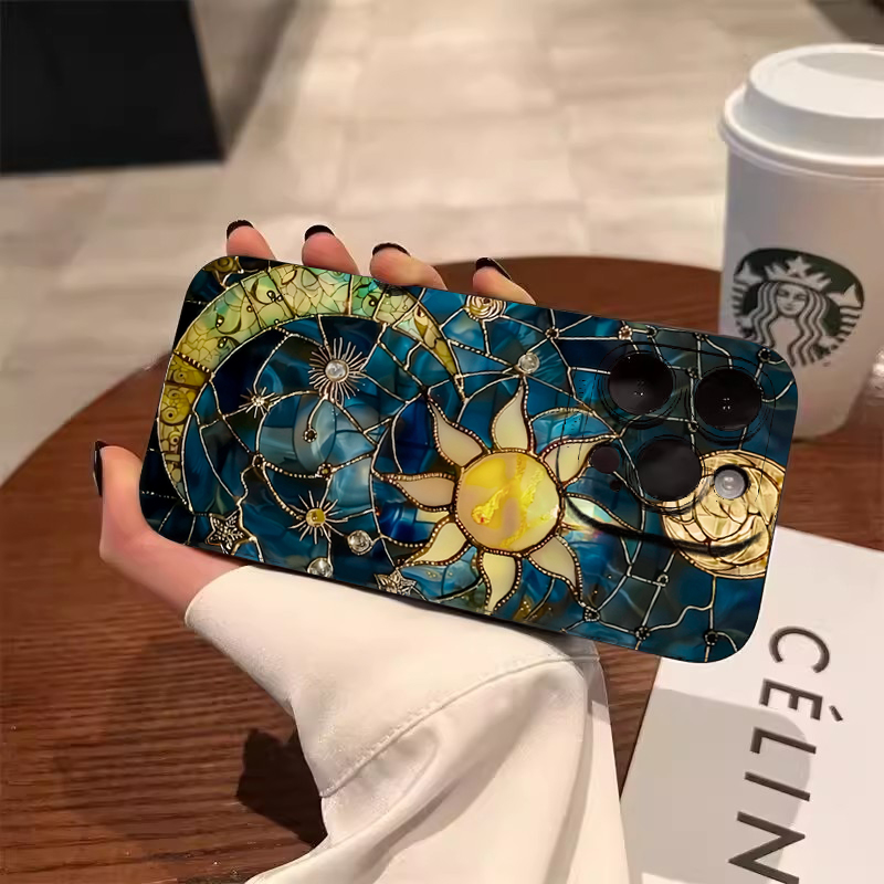 Aesthetic Sun Moon Print Phone - đánh giá và giá Samsung Galaxy A55